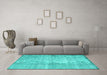 Machine Washable Abstract Turquoise Contemporary Area Rugs in a Living Room,, wshcon1317turq