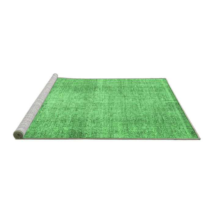 Sideview of Machine Washable Abstract Emerald Green Contemporary Area Rugs, wshcon1317emgrn