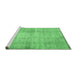 Sideview of Machine Washable Abstract Emerald Green Contemporary Area Rugs, wshcon1317emgrn