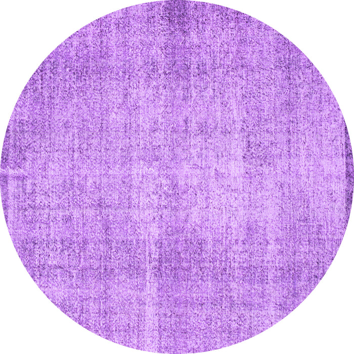 Round Machine Washable Abstract Purple Contemporary Area Rugs, wshcon1317pur
