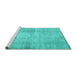 Sideview of Machine Washable Abstract Turquoise Contemporary Area Rugs, wshcon1317turq