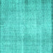 Square Machine Washable Abstract Turquoise Contemporary Area Rugs, wshcon1317turq