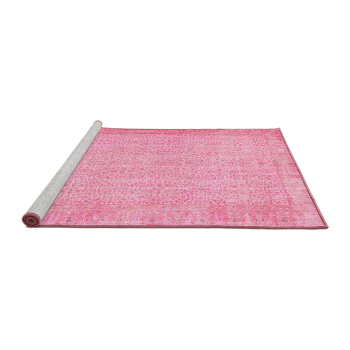 Serging Thickness of Machine Washable Contemporary Dark Hot Pink Rug, wshcon1318