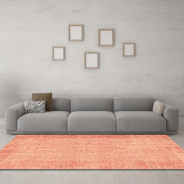 Machine Washable Abstract Brown Contemporary Rug in a Living Room,, wshcon1318brn
