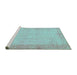 Sideview of Machine Washable Abstract Turquoise Contemporary Area Rugs, wshcon1318turq