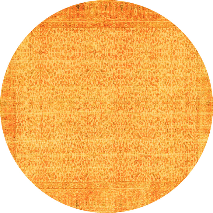 Round Abstract Yellow Contemporary Rug, con1318yw