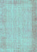 Machine Washable Abstract Turquoise Contemporary Area Rugs, wshcon1318turq