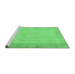 Sideview of Machine Washable Abstract Emerald Green Contemporary Area Rugs, wshcon1318emgrn