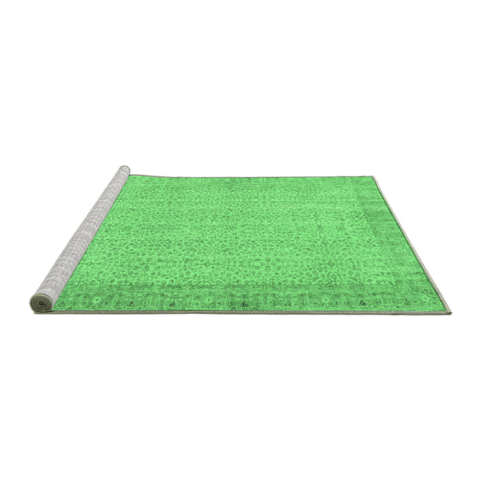Sideview of Machine Washable Abstract Emerald Green Contemporary Area Rugs, wshcon1318emgrn