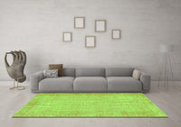 Machine Washable Abstract Green Contemporary Rug, wshcon1318grn