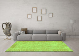 Machine Washable Abstract Green Contemporary Area Rugs in a Living Room,, wshcon1318grn