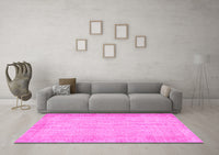 Machine Washable Abstract Pink Contemporary Rug, wshcon1318pnk