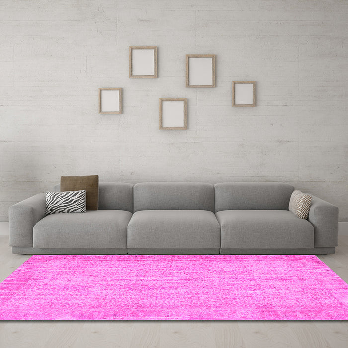 Machine Washable Abstract Pink Contemporary Rug in a Living Room, wshcon1318pnk