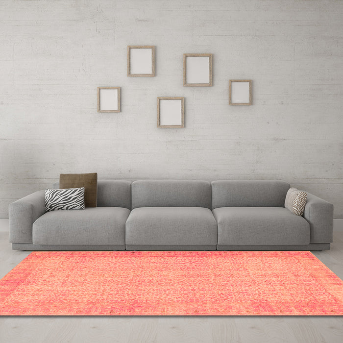 Machine Washable Abstract Orange Contemporary Area Rugs in a Living Room, wshcon1318org