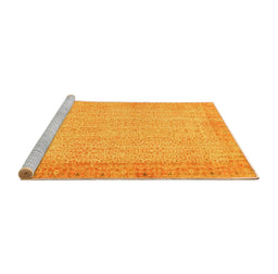 Sideview of Machine Washable Abstract Yellow Contemporary Rug, wshcon1318yw
