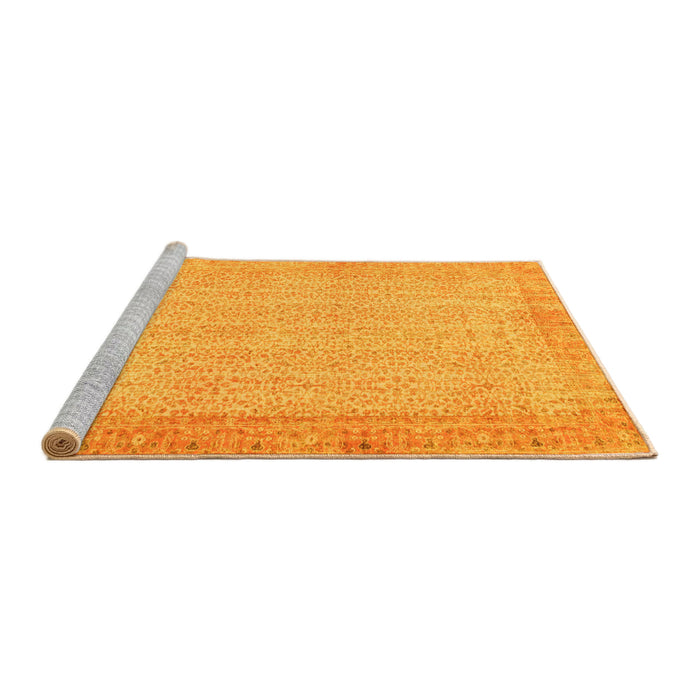 Sideview of Machine Washable Abstract Yellow Contemporary Rug, wshcon1318yw