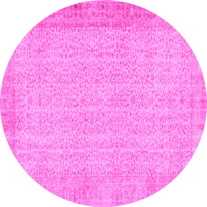 Round Abstract Pink Contemporary Rug, con1318pnk