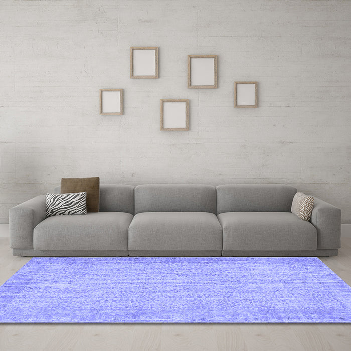 Machine Washable Abstract Blue Contemporary Rug in a Living Room, wshcon1318blu