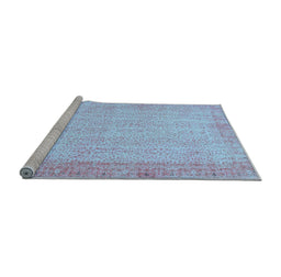 Sideview of Machine Washable Abstract Light Blue Contemporary Rug, wshcon1318lblu