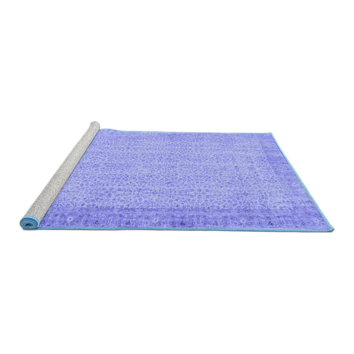 Sideview of Machine Washable Abstract Blue Contemporary Rug, wshcon1318blu