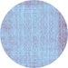 Round Abstract Light Blue Contemporary Rug, con1318lblu