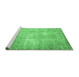 Sideview of Machine Washable Abstract Emerald Green Contemporary Area Rugs, wshcon1319emgrn