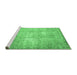 Sideview of Machine Washable Abstract Emerald Green Contemporary Area Rugs, wshcon1319emgrn