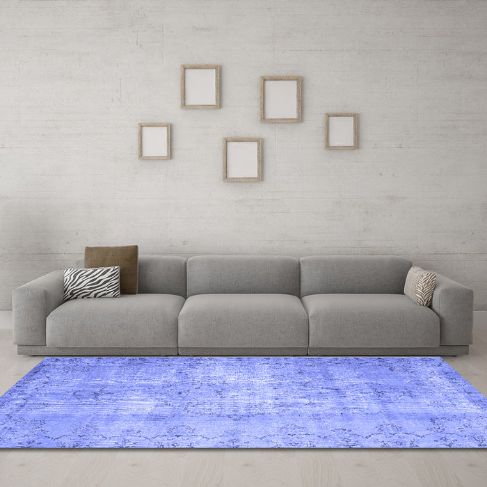 Machine Washable Abstract Blue Contemporary Rug in a Living Room, wshcon1319blu