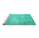 Sideview of Machine Washable Abstract Turquoise Contemporary Area Rugs, wshcon1319turq