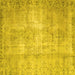 Square Abstract Yellow Contemporary Rug, con1319yw