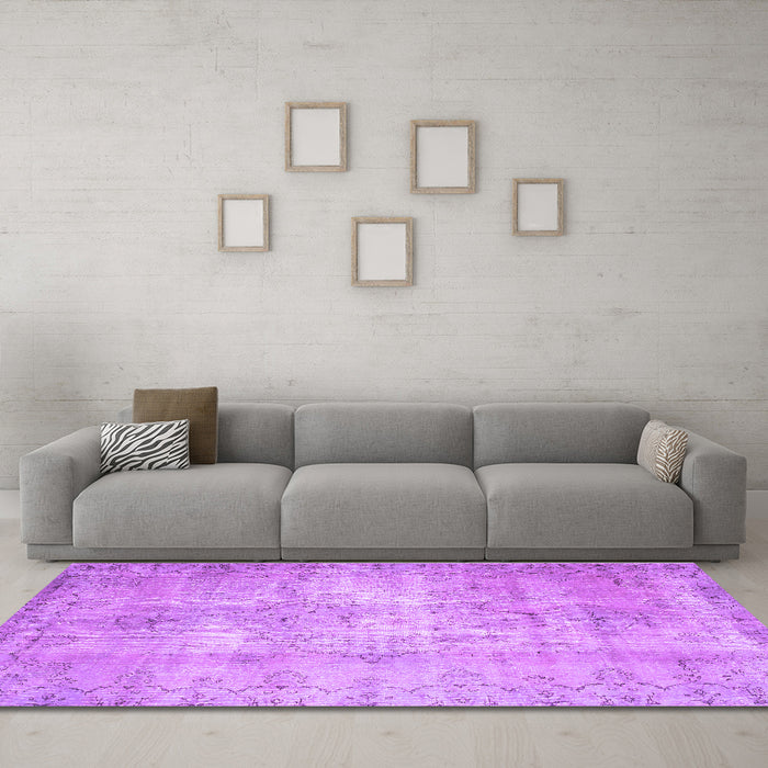 Machine Washable Abstract Purple Contemporary Area Rugs in a Living Room, wshcon1319pur