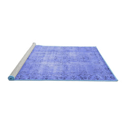 Sideview of Machine Washable Abstract Blue Contemporary Rug, wshcon1319blu