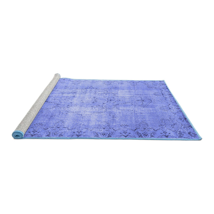 Sideview of Machine Washable Abstract Blue Contemporary Rug, wshcon1319blu