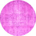 Round Abstract Pink Contemporary Rug, con1319pnk