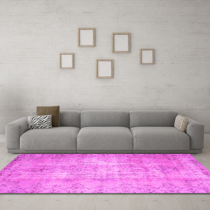 Machine Washable Abstract Pink Contemporary Rug in a Living Room, wshcon1319pnk