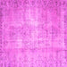 Square Machine Washable Abstract Pink Contemporary Rug, wshcon1319pnk