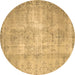 Round Abstract Brown Contemporary Rug, con1319brn