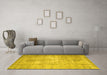 Machine Washable Abstract Yellow Contemporary Rug in a Living Room, wshcon1319yw