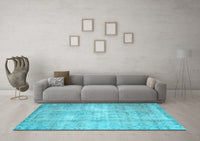 Machine Washable Abstract Light Blue Contemporary Rug, wshcon1319lblu