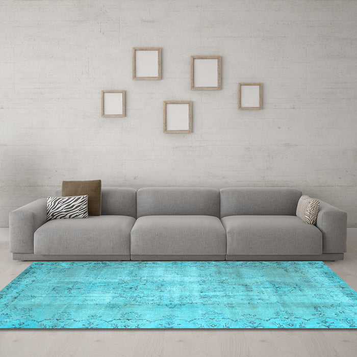 Machine Washable Abstract Light Blue Contemporary Rug in a Living Room, wshcon1319lblu
