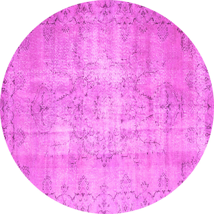Round Machine Washable Abstract Pink Contemporary Rug, wshcon1319pnk