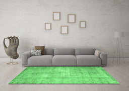 Machine Washable Abstract Emerald Green Contemporary Area Rugs in a Living Room,, wshcon1319emgrn