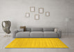 Machine Washable Solid Yellow Modern Rug in a Living Room, wshcon131yw