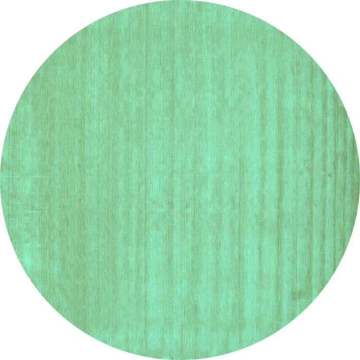 Round Machine Washable Solid Turquoise Modern Area Rugs, wshcon131turq