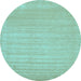 Round Machine Washable Solid Light Blue Modern Rug, wshcon131lblu