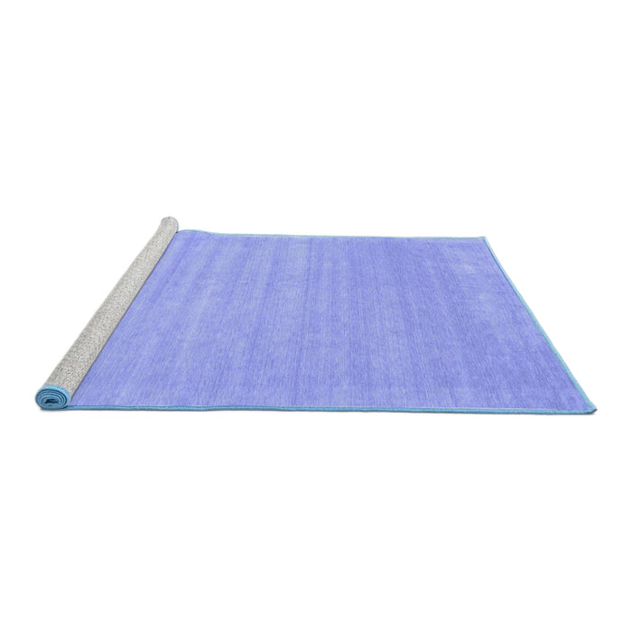 Sideview of Machine Washable Solid Blue Modern Rug, wshcon131blu