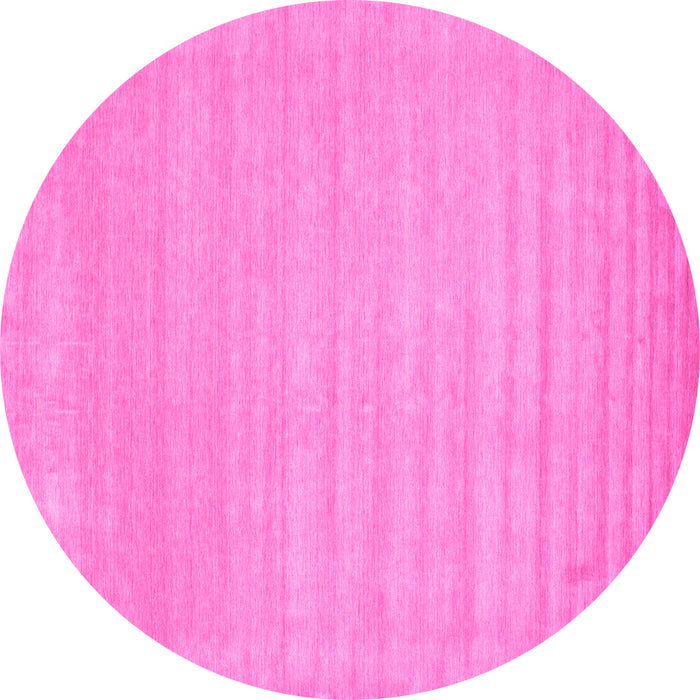 Round Machine Washable Solid Pink Modern Rug, wshcon131pnk