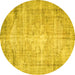 Round Abstract Yellow Contemporary Rug, con1320yw