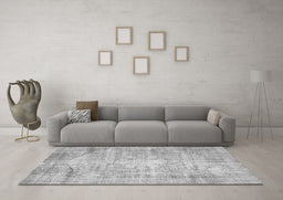 Machine Washable Abstract Gray Contemporary Rug in a Living Room,, wshcon1320gry