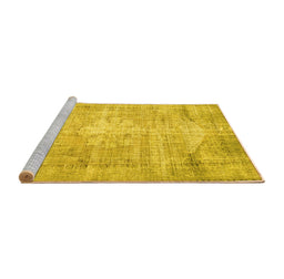 Sideview of Machine Washable Abstract Yellow Contemporary Rug, wshcon1320yw